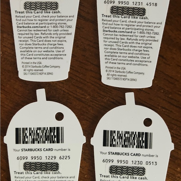 Lot of 4 NEW Starbucks Keychain Cards shaped like a cold drink - Picture 2 of 2
